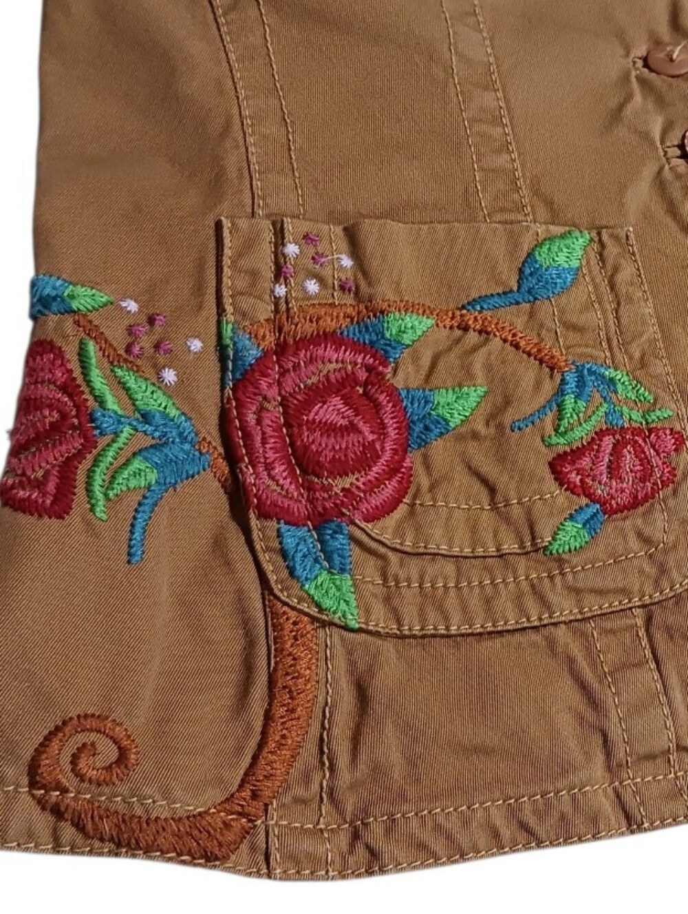 Johnny Was JW Los Angeles Western Rose Cherub Embroidered Twill Blazer Jacket - Picture 6 of 15